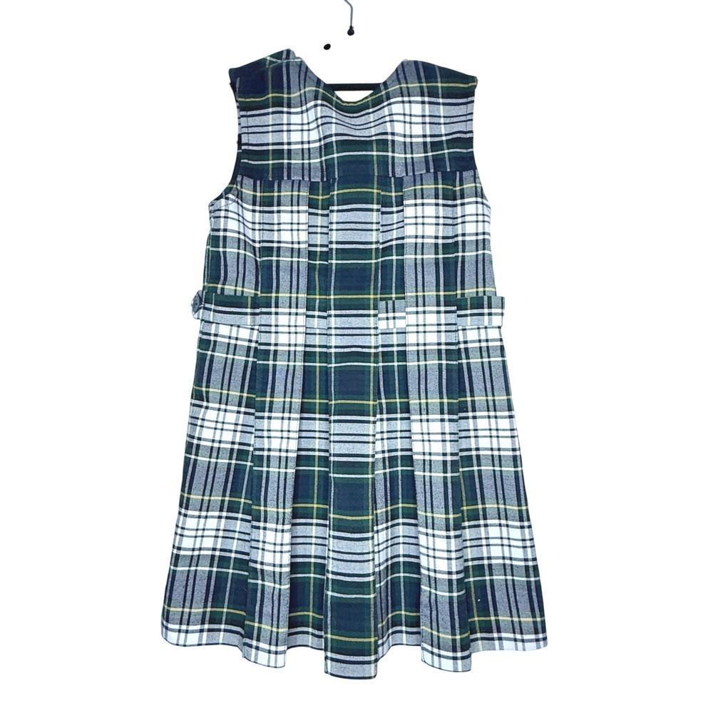 Lot 2 Becky Thatcher Girls 6X Green Plaid School Uniform Jumpers Pleated